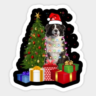 Border Collie Christmas Tree Santa Hat Funny Xmas Gift Dog T-Shirt Sticker